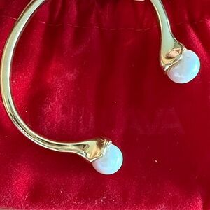 Madewell Gold Cuff Bracelet with Pearl Accents